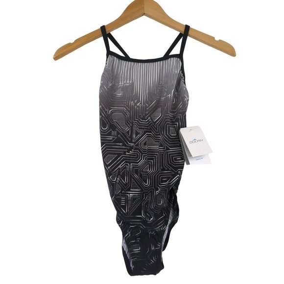 Dolfin Other - Dolfin Graphlite Competition Swimsuit 1Piece Gray Black Rogue V Back Womens 30